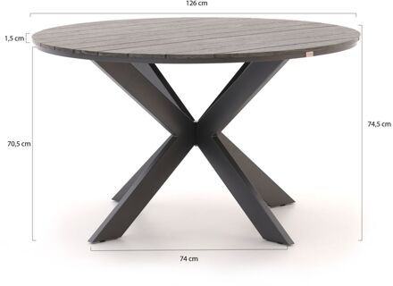 Bellagio Fidenza dining tuintafel ø126cm - Laagste prijsgarantie! Grijs