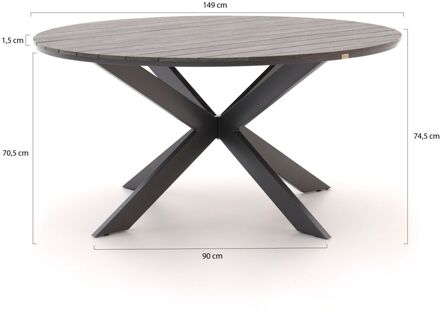 Bellagio Fidenza dining tuintafel ø149cm - Laagste prijsgarantie! Grijs