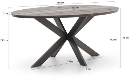 Bellagio Fidenza dining tuintafel ovaal 180x103cm - Laagste prijsgarantie! Grijs