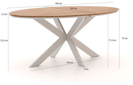 Bellagio Fidenza dining tuintafel ovaal 180x103cm - Laagste prijsgarantie! Wit