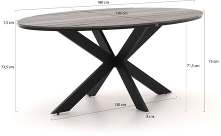 Bellagio Fidenza dining tuintafel ovaal 180x103cm - Laagste prijsgarantie! Zwart