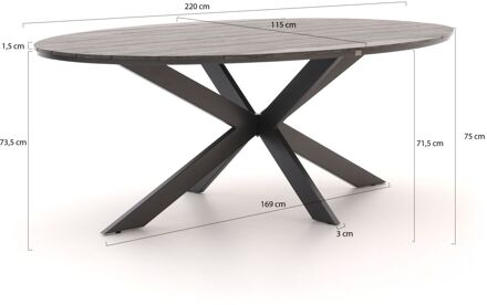 Bellagio Fidenza dining tuintafel ovaal 220x115cm - Laagste prijsgarantie! Grijs