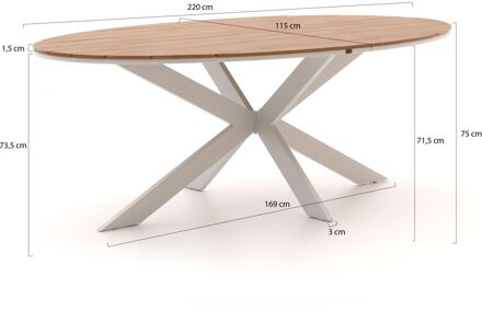 Bellagio Fidenza dining tuintafel ovaal 220x115cm - Laagste prijsgarantie! Wit
