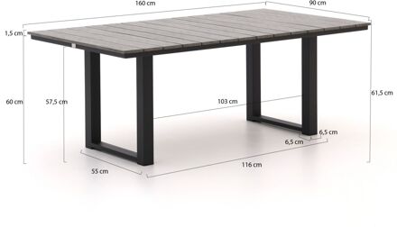 Bellagio Fidenza lounge/dining tuintafel 160x90x62cm - Laagste prijsgarantie! Grijs