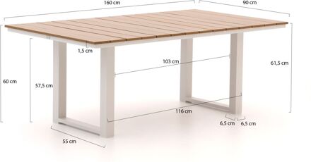 Bellagio Fidenza lounge/dining tuintafel 160x90x62cm - Laagste prijsgarantie! Wit