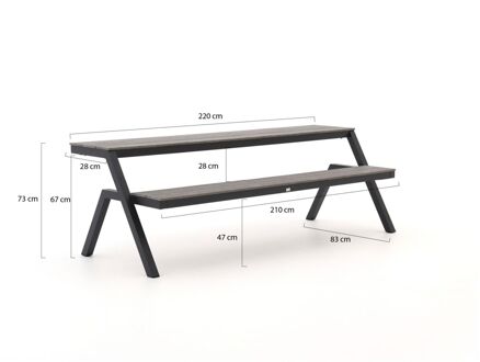 Bellagio Fidenza picknicktafel balkon 220x85x75cm - Laagste prijsgarantie! Grijs