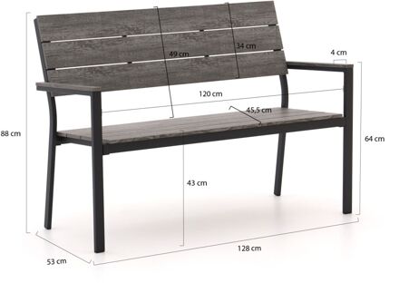 Bellagio Fidenza tuinbank 128cm - Laagste prijsgarantie! Grijs