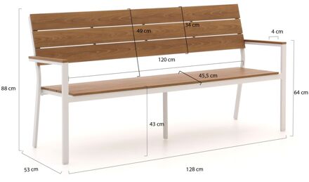 Bellagio Fidenza tuinbank 128cm - Laagste prijsgarantie! Wit