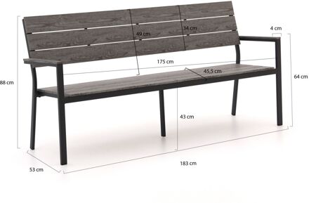 Bellagio Fidenza tuinbank 183cm - Laagste prijsgarantie! Grijs