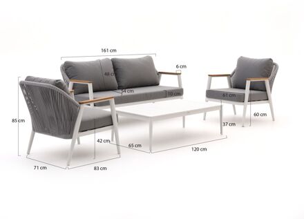 Bellagio Florentina stoel-bank loungeset 4-delig - Laagste prijsgarantie! Wit