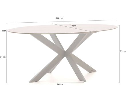 Bellagio Furato ellips dining tuintafel 200x110cm - Laagste prijsgarantie! Wit