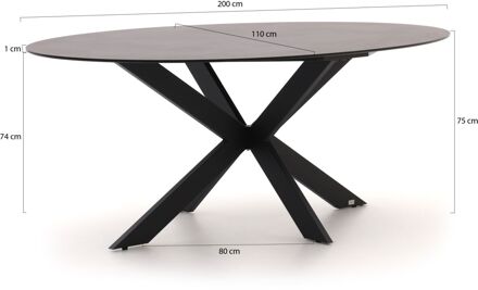 Bellagio Furato ellips dining tuintafel 200x110cm - Laagste prijsgarantie! Zwart