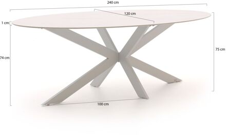 Bellagio Furato ellips dining tuintafel 240x120cm - Laagste prijsgarantie! Wit