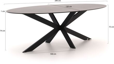 Bellagio Furato ellips dining tuintafel 240x120cm - Laagste prijsgarantie! Zwart