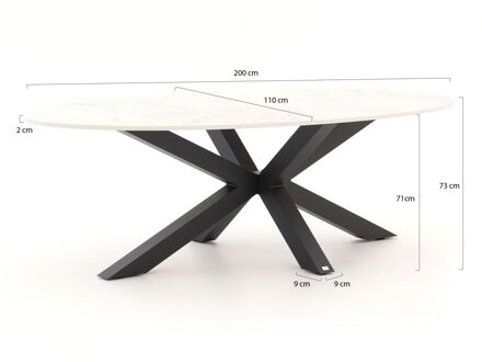 Bellagio Induno Ellips dining tuintafel 200x110cm - Laagste prijsgarantie! Grijs