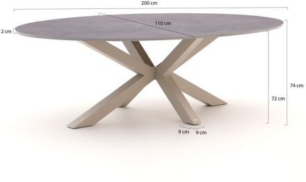 Bellagio Induno Ellips dining tuintafel 200x110cm - Laagste prijsgarantie! Taupe