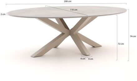 Bellagio Induno Ellips dining tuintafel 200x110cm - Laagste prijsgarantie! Taupe