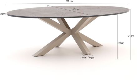 Bellagio Induno Ellips dining tuintafel 200x110cm - Laagste prijsgarantie! Taupe