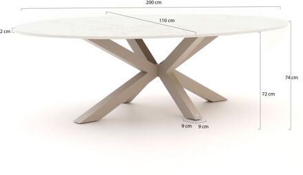 Bellagio Induno Ellips dining tuintafel 200x110cm - Laagste prijsgarantie! Taupe