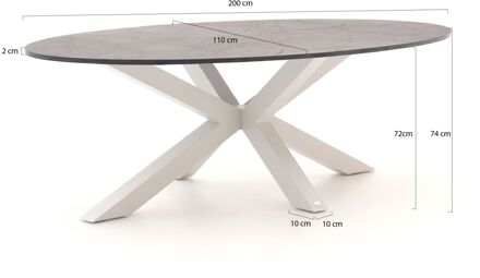 Bellagio Induno Ellips dining tuintafel 200x110cm - Laagste prijsgarantie! Wit