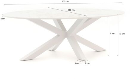 Bellagio Induno Ellips dining tuintafel 200x110cm - Laagste prijsgarantie! Wit
