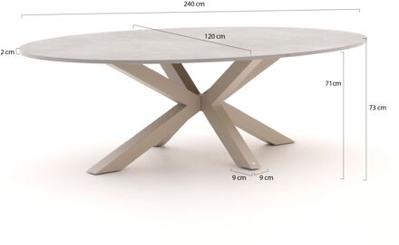 Bellagio Induno Ellips dining tuintafel 240x120cm - Laagste prijsgarantie! Taupe