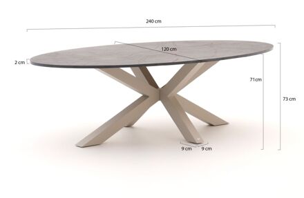 Bellagio Induno Ellips dining tuintafel 240x120cm - Laagste prijsgarantie! Taupe