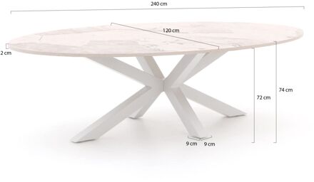 Bellagio Induno Ellips dining tuintafel 240x120cm - Laagste prijsgarantie! Wit