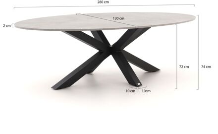 Bellagio Induno Ellips dining tuintafel 280x130cm - Laagste prijsgarantie! Grijs