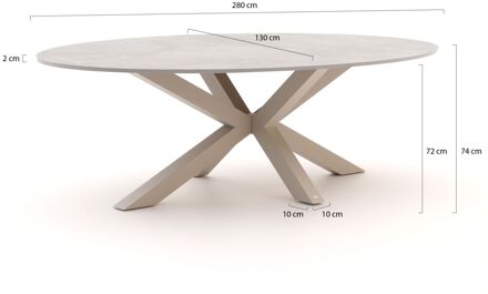 Bellagio Induno Ellips dining tuintafel 280x130cm - Laagste prijsgarantie! Taupe