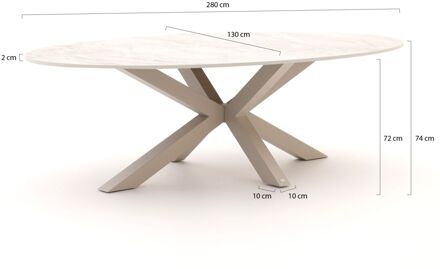 Bellagio Induno Ellips dining tuintafel 280x130cm - Laagste prijsgarantie! Taupe