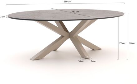 Bellagio Induno Ellips dining tuintafel 280x130cm - Laagste prijsgarantie! Taupe