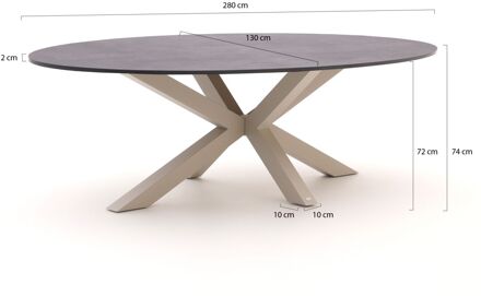 Bellagio Induno Ellips dining tuintafel 280x130cm - Laagste prijsgarantie! Taupe