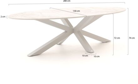 Bellagio Induno Ellips dining tuintafel 280x130cm - Laagste prijsgarantie! Wit