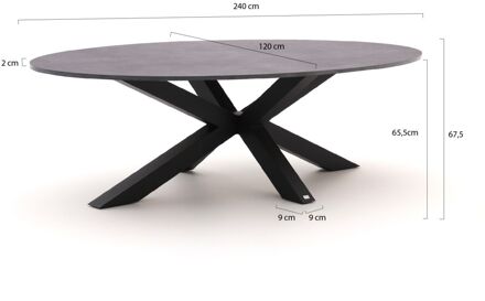 Bellagio Induno Ellips low dining tuintafel 240x120cm - Laagste prijsgarantie! Grijs