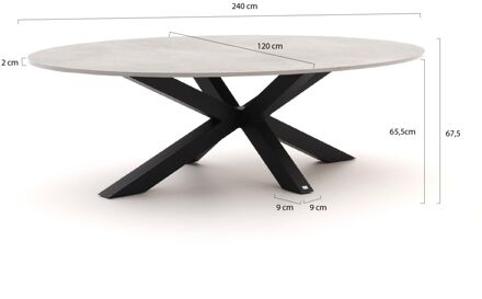 Bellagio Induno Ellips low dining tuintafel 240x120cm - Laagste prijsgarantie! Grijs