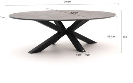Bellagio Induno Ellips low dining tuintafel 240x120cm - Laagste prijsgarantie! Grijs