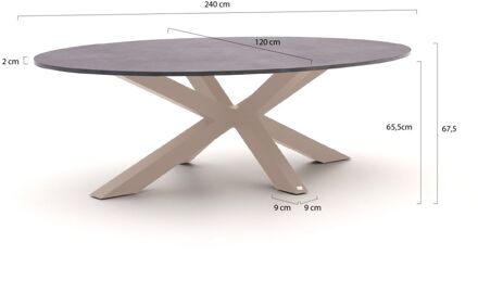 Bellagio Induno Ellips low dining tuintafel 240x120cm - Laagste prijsgarantie! Grijs