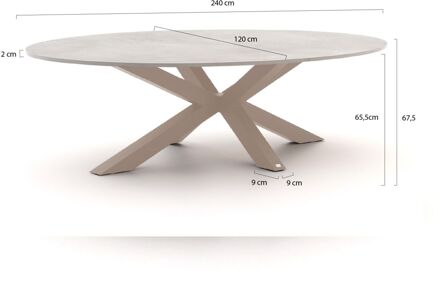 Bellagio Induno Ellips low dining tuintafel 240x120cm - Laagste prijsgarantie! Taupe