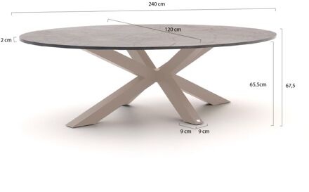 Bellagio Induno Ellips low dining tuintafel 240x120cm - Laagste prijsgarantie! Taupe