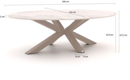 Bellagio Induno Ellips low dining tuintafel 240x120cm - Laagste prijsgarantie! Taupe