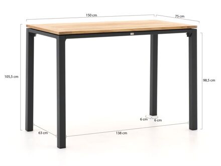 Bellagio Linosa bartafel 150x75x105cm - Laagste prijsgarantie! Bruin