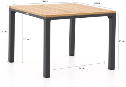 Bellagio Linosa dining tuintafel 100x100x78cm - Laagste prijsgarantie! Grijs