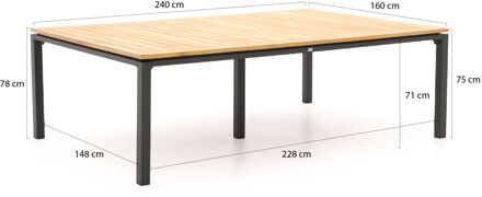 Bellagio Linosa dining tuintafel 240x160x75cm - Laagste prijsgarantie! Grijs
