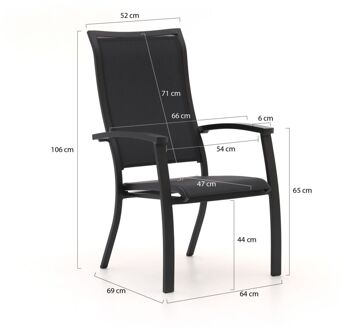 Bellagio Lugo/Lodola ø 150cm dining tuinset 6-delig stapelbaar - Laagste prijsgarantie! Zwart