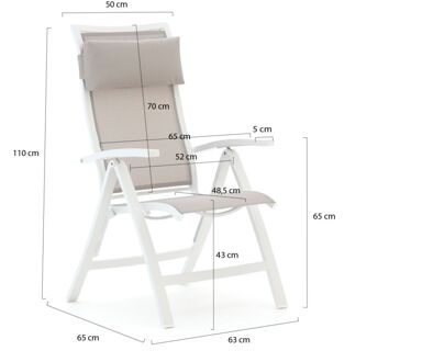 Bellagio Lugo/Sora 220cm dining tuinset 7-delig verstelbaar - Laagste prijsgarantie! Wit