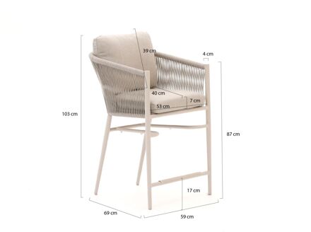 Bellagio Mineo/Induno Deens Ovaal 220cm high dining tuinset 7-delig - Laagste prijsgarantie! Bruin