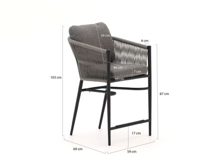 Bellagio Mineo/Induno Deens Ovaal 220cm high dining tuinset 7-delig - Laagste prijsgarantie! Bruin