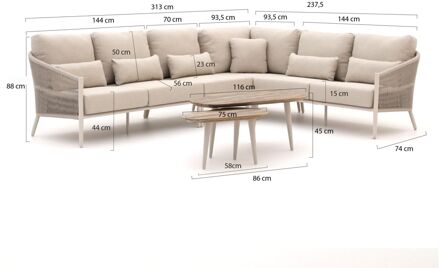 Bellagio Mineo/ROUGH-K hoek loungeset 6-delig - Laagste prijsgarantie! Taupe