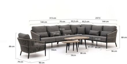 Bellagio Mineo/ROUGH-K hoek loungeset 7-delig - Laagste prijsgarantie! Bruin